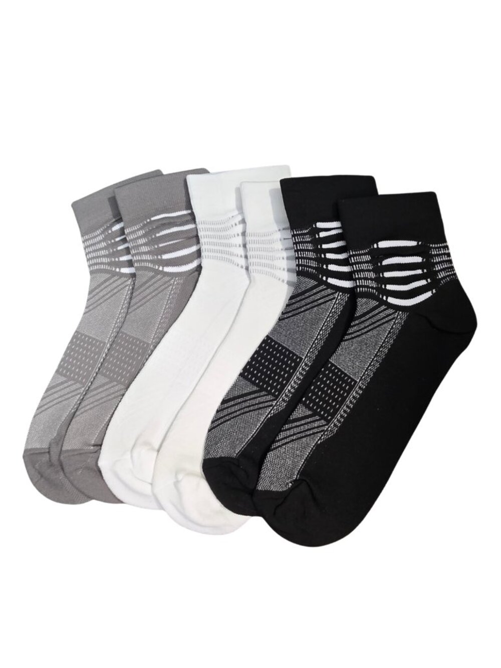 NIP 3 Pack Athletic Running Ankle Socks Grey White Black Size 9-12